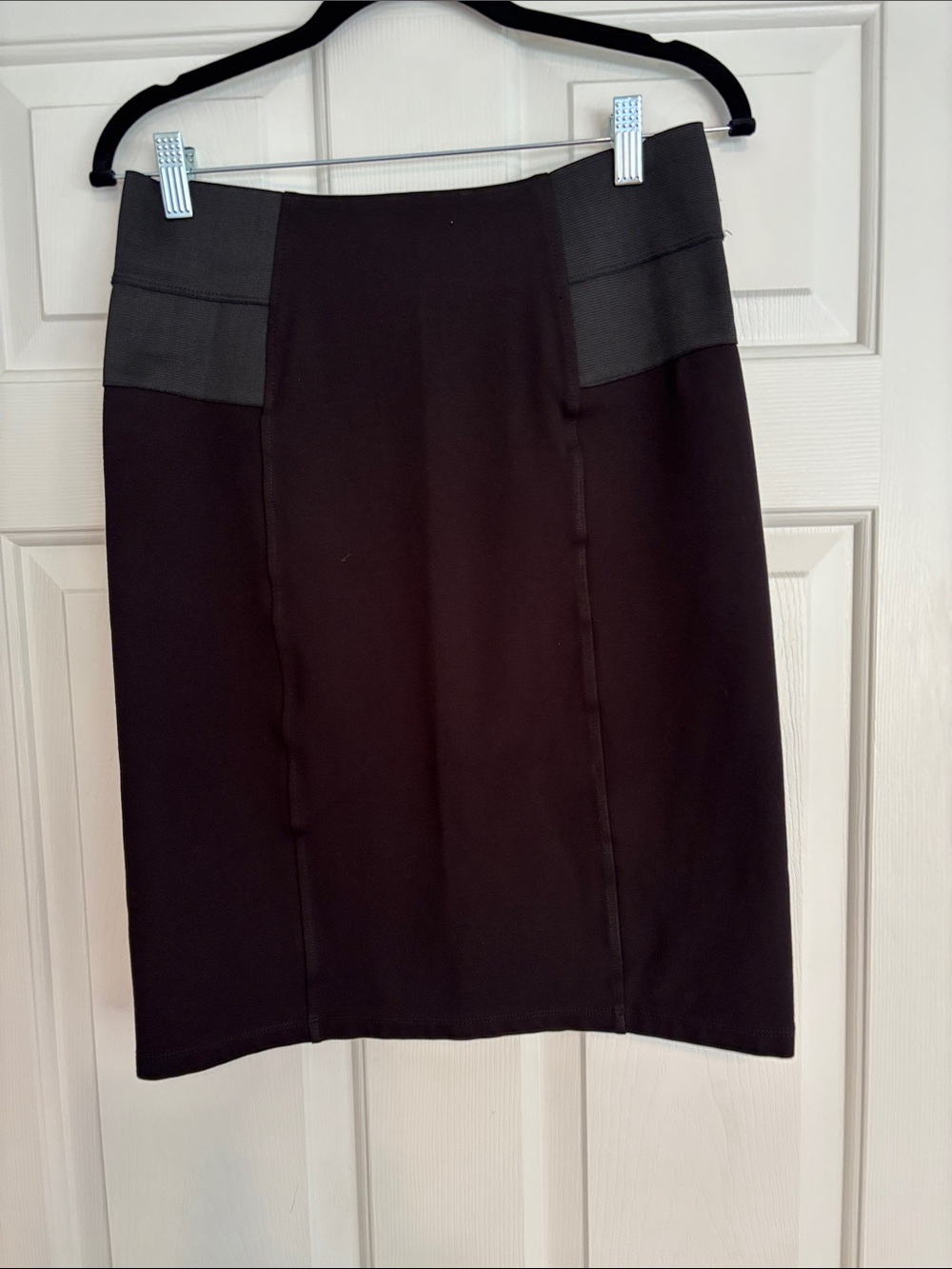 Calvin Klein Black Pencil Skirt with Dark Gray Waist Panels